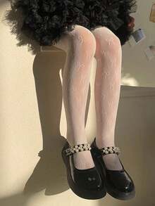 One Piece Black/White/Beige Mesh Fishnet Stockings Tights High Waist Fishnets Tights With Bow Decor For Baby Girls, Kids Daily Dresser Thigh High Suspender Stockings Pantyhose, Toddler Travel Party Pantyhose, Perfect For Casual Wear & Halloween Decorations Thanksgiving Christmas Xmas Gift