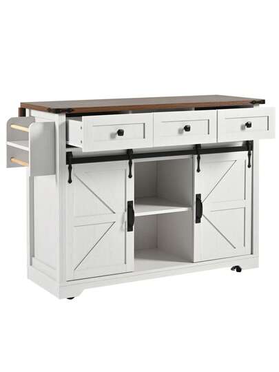 Sairedel Flexible In The Kitchen! Kitchen Isl An Extendable Worktop, Casters, Sliding Doors, Drawers Wood Look. view 9