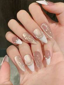 10Pcs Middle Almond Handemade Press On Nails For Party And Daily , Pink Nails, Bow Nails, Easy To Wear10Pcs Y2K Handmade Press On Nails,Summer Style,Suitable For Girls And Women Festivals Parties And Daily Wear Nail Supplies Nails - Màu Hồng baby - Xem 4