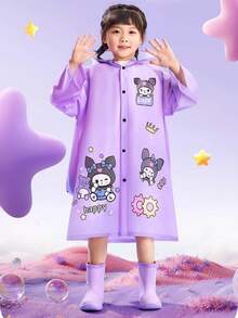 儿童雨衣一件装，带收纳袋，适合小学生，卡通图案，适合幼儿园，长款，大容量收纳袋。