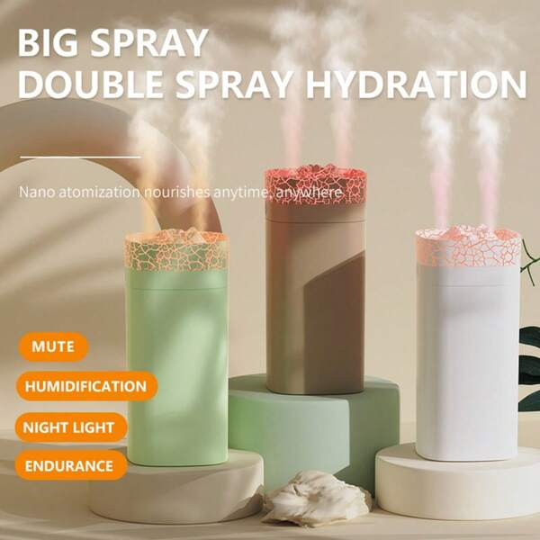 Humidificador de escritorio de alta humedad y gran capacidad de 600ML, con luz LED de siete colores, nebulizador multifuncional, alimentación USB, niebla fría para habitaciones grandes, llenado de agua por la parte superior, adecuado para toda la casa y plantas - Material de plástico