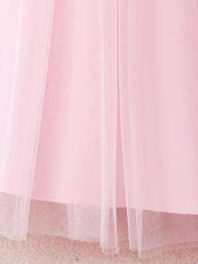 Young Girls Blue Off-Shoulder Tulle Princess Dress, Suitable For Party - Pink - View 11