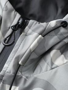 Men's Hooded Drawstring Soft Shell Windbreaker Jacket, Sports Casual With Front Large Pocket, Zipper Side Pockets, Suitable For Daily Wear, Versatile And Popular Jacket - Mocha Brown - View 5