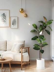 3.6Ft Artificial Magnolia Tree, Fall Artificial Magnolia Branch, Tropical Banyan Plants Fake Rubber Branch,Real Touch Fiddle Leaves, Artificial Greenery, For Home Garden Office Balcony Decoration, Room Decor, Valentine's Day Decor, Bedroom Decoration, Home Decor