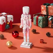 Festliche Atmosphaere Gestaltung 30CM Rosa Kristall Nussknacker Trommler Weihnachten Desktop Deko Figur