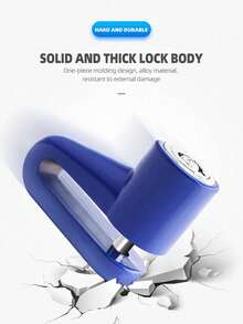 1 pieza Candado de bicicleta de montaña azul/negro, Candado de disco de freno para motocicleta, Candado de antirrobo para vehículo eléctrico, Accesorio de candado de disco de freno - Azul - Ver 2