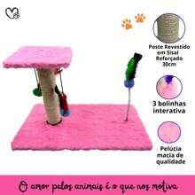Scratching Post With Interactive Toys With Sisal And Balls - Baby Pink - View 6
