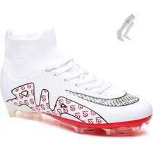 Bulamall Zapatos de Fútbol para Hombre Profesionales Zapatillas de Deporte Adulta Tacos de Fútbol para Entrenar al Aire Libre Atletismo Interiores Exteriores - Rojo-FG - Ver 13