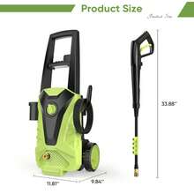 OLIXIS Electric Pressure Washer, High Pressure Cleaning Machine With Foam Cannon, 2.0 GPM Power Washer With 5 Quick Connect Nozzles For Fences Decks Patios - Green - View 3
