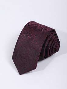 1 chiếc cà vạt thời trang hạt điều phong cách Boho, phù hợp cho trang phục công sở, thường ngày và ngoài trời - Màu Đỏ Sâu - Xem 3