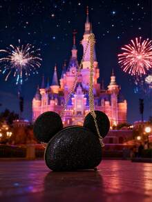 2025 Neues Design Mickey Maus modische Kettentasche, glänzende Pailletten Umhängetasche für Mädchen, elegante Party Clutch