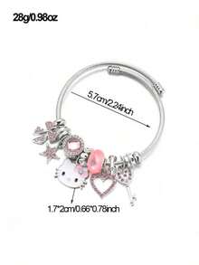 1件 SANRIO HELLO KITTY 系列可调节开口闺蜜手链 - 粉色 - 查看 2