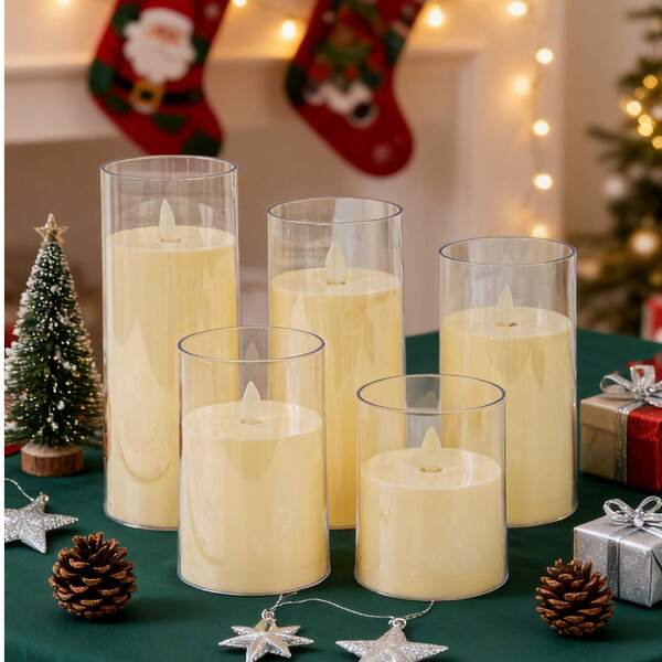 1 vela LED sem fumaça, alimentada por 3 pilhas AAA, adequada para reuniões ao ar livre, casamentos, decoração de casa de Natal, sem bateria incluída