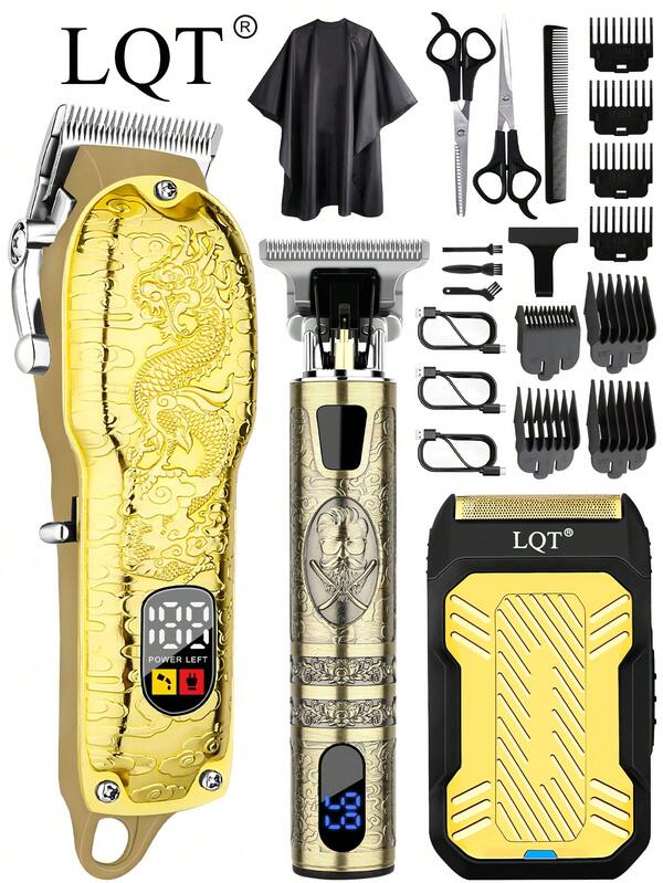 LQT LQT 1/2/3pcs,Professional Men's Hair Trimmer And Razor Set, USB Charging&LCD Display Hair Clipper , Professional Cordless Hair Trimmer And Beard Trimmer, The Best Choice For Barber Or Families,Father's Day Gift, Men's Gifs