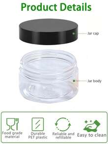 Tubos de plástico transparentes de boca larga com tampas redondas, adequados para armazenar loções, cremes, pomadas, etc.