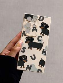 Funda de silicona líquida para teléfono móvil con patrón de perro salchicha lindo, protección de Body completo, a prueba de golpes y caídas, de goma suave TPU