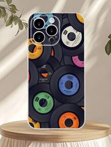 1PC Funda de teléfono con diseño de discos de vinilo retro, estilo minimalista, protector contra caídas, carcasa transparente de alta transparencia, compatible con iPhone16/15/14/13/12/11/Pro/ProMax, compatible con Galaxy A34/A35/A54/A55,Galaxy S20/S21/S22/S23/S24 Ultra/Plus, compatible con Moto/Galaxy/Redmi/Honor/OPPO, agarre cómodo, regalo festivo para amigos, novia, novio, familia - transparente - Ver 1