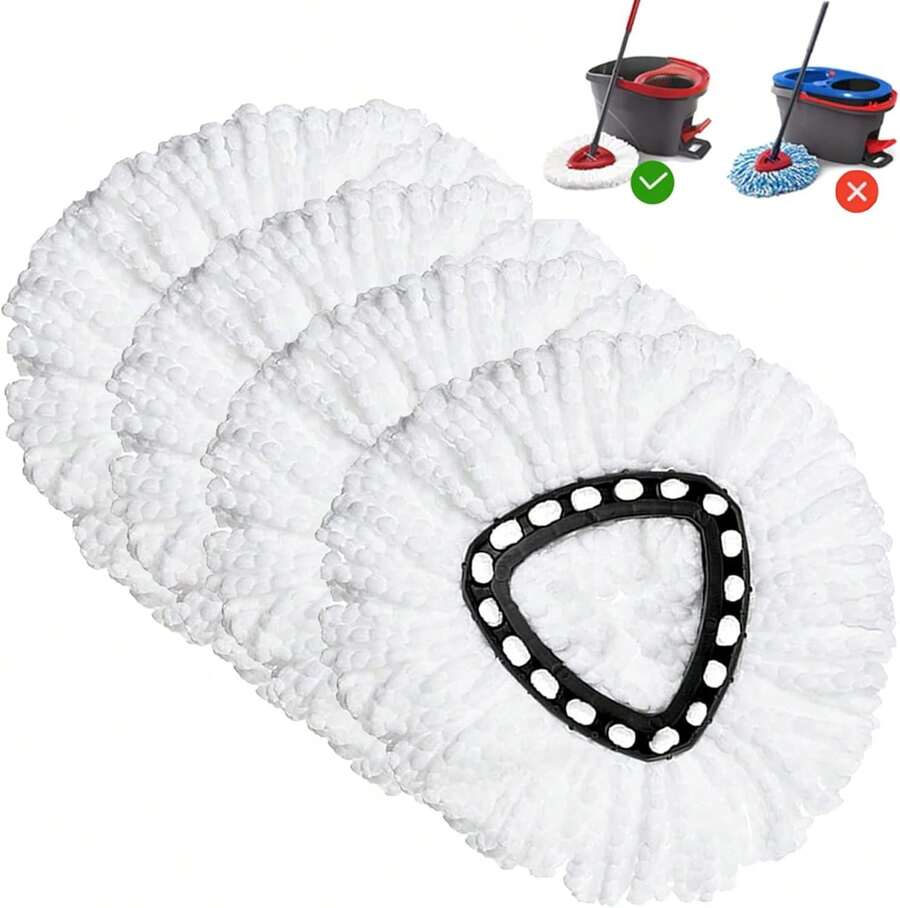 4PCS Spin Mop Replacement Head Mop Refill Compatible Suitable For  O-Cedar/ Spin Mop US - White - View 1