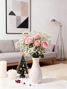 1pc Creative Plastic Vase, Living Room Coffee Table Tabletop Vase, Rose And Lily Flower Vase, Various Styles, Simple Vases, Fake Vases, Decorative Vases, Suitable For Home Decoration And Flower Storage,Christmas Decorative Vase, Christmas Tree Branch Storage Bottle Room Decor Glass Vase