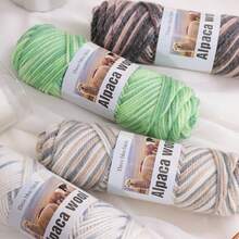 5团/包羊驼毛渐变色纱线，500克高品质多色混纺纱线球，手工DIY材料，适合秋冬季男女时尚礼品，可编织毛衣、围巾、帽子、开衫、手套、打底裤和护膝 - 多种颜色可选 - 彩色羊駝絨 - 查看 7