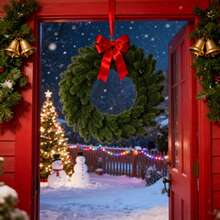 1pc Elegant Artificial Pine Needle Wreath With Foliage And Gold Accents - A Heavy-Duty Plastic Indoor/Outdoor Christmas Door Hanger, Table Centerpiece, Or Festive Party Decoration. Suitable For Front Doors, Mantels, Or Tables - Features A Ribbon Loop For Easy Hanging (No Feathers/Artificial Plants). A Year-Round Holiday Wreath Perfect For Christmas, Easter, Halloween, New Year's Eve. Realistic Pine Needles, Large Christmas Wreath.