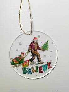 3pcs/1 Piece, 8cm/3.2 Inches Round Acrylic Christmas Tree Decoration, Christmas Gorilla Gift, Christmas Hanging Gift, Christmas Decoration Supplies, Home Decoration, Holiday Decoration, Room Decoration, Christmas(Lanyuan Comes With) - Multicolor - View 12