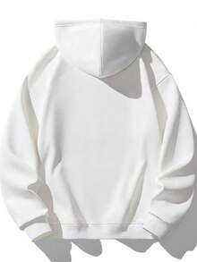 Sudadera con capucha negra con estampado de calavera y alas, estilo casual unisex - Blanco - Ver 2
