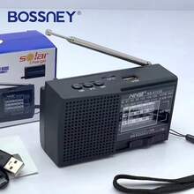 BOSSNEY BS-R8017BTS portátil 8 bandas 5V 0.6w solar radio multiuso fm - Negro - Ver 6