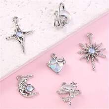 6/12/24/36 pezzi Ciondoli in lega a forma di croce, luna e stella con gemme incastonate dall'effetto arcobaleno - Decorazioni celesti adatte per la creazione di gioielli fai-da-te, collane, bracciali, portachiavi - Forniture artigianali e regali durevoli per artigiani, gioielli a tema luna