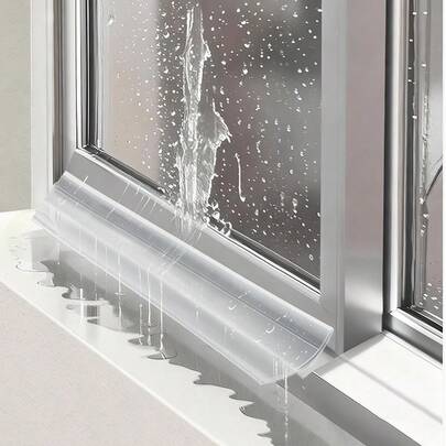 1M Transparent Window Edge Rainproof Blocking Bar Balcony Sill Water Guide Bar Waterproof Windproof Sealing Strip Flashing Board