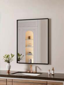 [Rectangle Bathroom Mirror]Shatterproof Glass, Deep Aluminum Frame, Vertical/Horizontal Mounting For Bathroom & Entryway - L - Xem 1