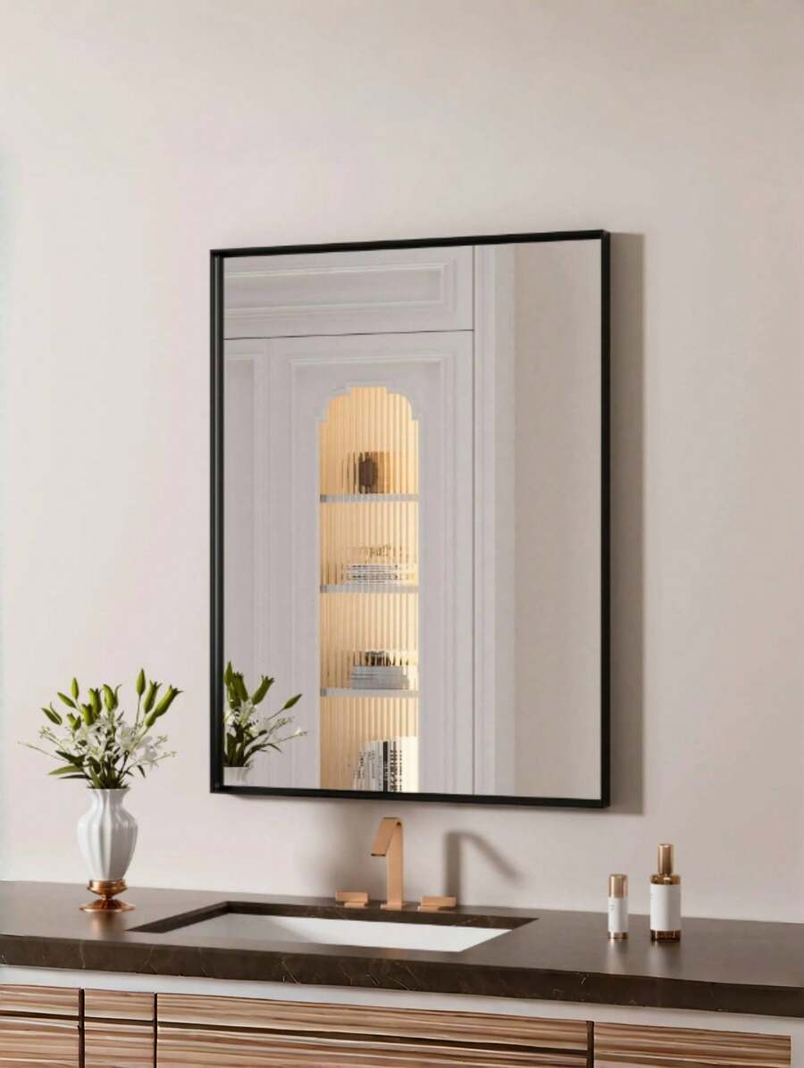 [Rectangle Bathroom Mirror]Shatterproof Glass, Deep Aluminum Frame, Vertical/Horizontal Mounting For Bathroom & Entryway - L - Xem 1