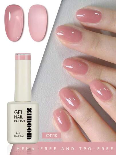 ZIMOOM 12毫升果冻凝胶指甲油，粉色，四季皆宜，半透明，自然色，可卸除，UV/LED美甲沙龙适用，或作为礼物送给女性和女孩
