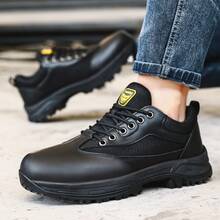 GUYISA 蓝鸥专业安全鞋，欧盟标准钢头，防挤压，防静电，柔软凯夫拉防刺穿中底，男士休闲功能鞋，四季皆宜 - 黑色 - 查看 6