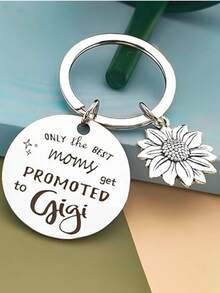 Gigi Keychain; Gigi Keychain, Christmas Birthday Gift; Metal Pendant Keychain; Grandma's Gigi Key; Best Gigi Slogan Casual Relaxed Party Cute Elegant Stainless Steel Christmas Bag Charms Car Accessories Teacher Friend Sister Gift Ideas - Silver - View 5