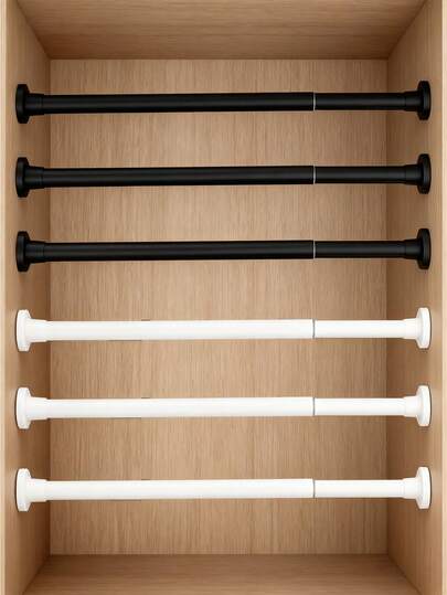 1pc Multifunctional Stainless Steel Retractable Curtain Rod, Clothes Drying Rack, Wardrobe Hanging Rod, Shoe Rack, Adjustable For Home, Bathroom, Balcony, Dorm Use Bathroom Accessories Bathroom Tools