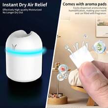 Portable Mini Humidifier, 250ML Small Humidifier, 3-In-1 Colorful Mini Humidifier + Night Light + Car Humidifier, Cool Mist Humidifier With Aroma Pads, USB Portable Humidifier For Travel - trắng - Xem 4