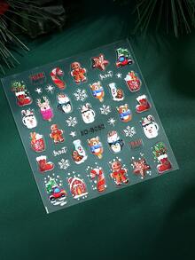 Christmas Santa Claus Nail Stickers 5D Self-Adhesive Snowman Candy Cane Elk Tree Flower Design Nail Art Supplies Winter Xmas Nail Sticker Nail Art For Women Girls DIY Decorations Decor