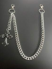 1pc Minimalist Pants Chain, Men's Wallet Chain, Silver Pants Chain, Aluminum Pocket Key Chain With Lobster Clasps At Both Ends, Unisex Accessory - Multicolor - View 15