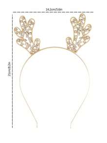 1pc Children's European And American Fashion Deer Horn Hair Hoop Alloy Headpiece Party Decoration Christmas Day Water Diamond Hair Decoration Deer Horn Headband, Suitable For Children's Christmas Matching Use