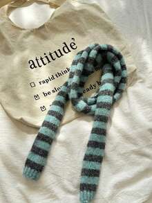 Sciarpa lavorata a maglia a righe, scalda collo di colore a contrasto alla moda, versatile per l'autunno/inverno da abbinare ai vestiti