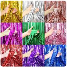 5 Cortinas Decorativas Metalizadas Franja 1x2m para Comemorações