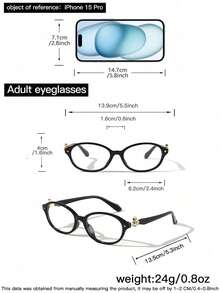 2 PCS Women's Acrylic Metal Hinge Light Glasses Oval Frame Lightweight Temple Decorations Flat Glasses For Y2k Accessories And Daily Clothing Decor - 彩色 - 查看 8