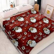 1pc Soft & Comfortable Christmas Themed Flannel Throw Blanket, Santa Claus Pattern Design, Versatile Use For Sofa, Bed, Car, Office, Camping, Perfect Gift For Family And Friends