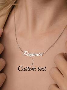 Customized Women's Stainless Steel Name Necklace, Gold Box Chain Personalized Font Jewelry Gift For Girlfriend, Family