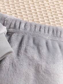 Conjunto de sudadera con capucha de manga raglán y pantalones esponjosos grises con bordado de elefante de tela suave y cálida para bebés niños, adecuado para usar en casa y al aire libre, otoño/invierno