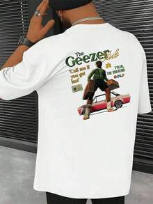 Tyler Creator Golf T-Shirt, Men's Double-Sided Printed T-Shirt, Casual Fashion, Crew Neck, 220gsm, Pure Cotton (1 Piece) - 白色 - 查看 3