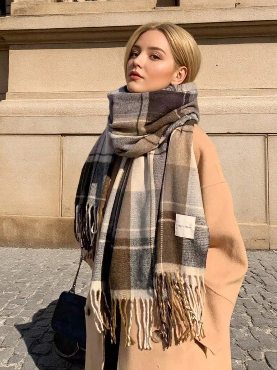 GXEA New Winter Plaid Scarf, Soft Fabric For Women, Tassel Shawl, Long Couple Scarf, Warm And Thick, Suitable As An Inexpensive Gift - Multicolor - View 1