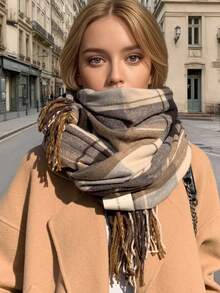 GXEA New Winter Plaid Scarf, Soft Fabric For Women, Tassel Shawl, Long Couple Scarf, Warm And Thick, Suitable As An Inexpensive Gift - Multicolor - View 3