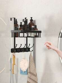1 Giá treo có kệ, móc treo phòng tắm, giá treo gắn cửa để đựng đồ vệ sinh cá nhân, khăn tắm, đồ dùng phòng tắm - Nhiều màu - Xem 5